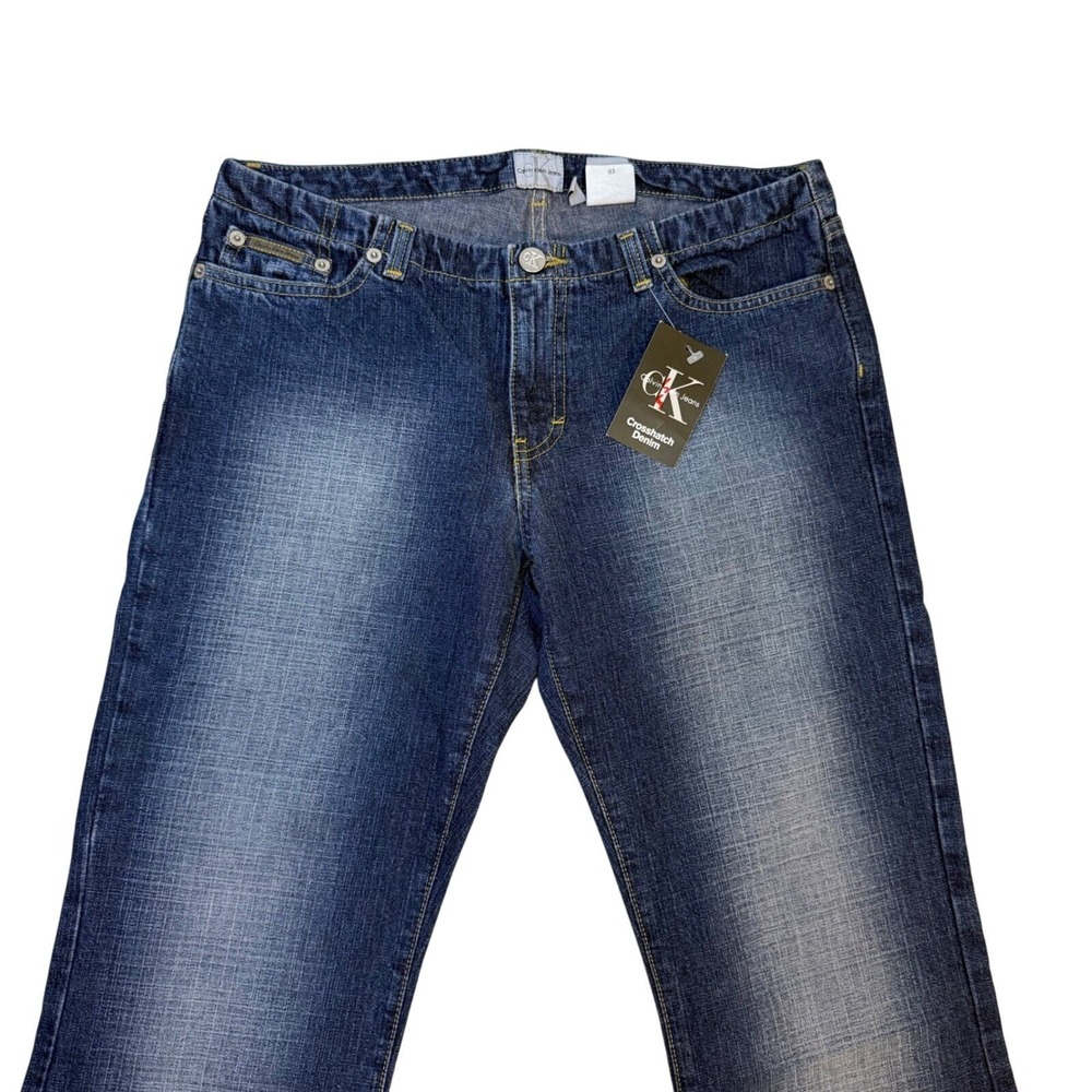 Calvin Klein Low Rise Flare Jeans Y2K Womens 7 Dark Wash Bootcut 32x33 NWT - Picture 3 of 14